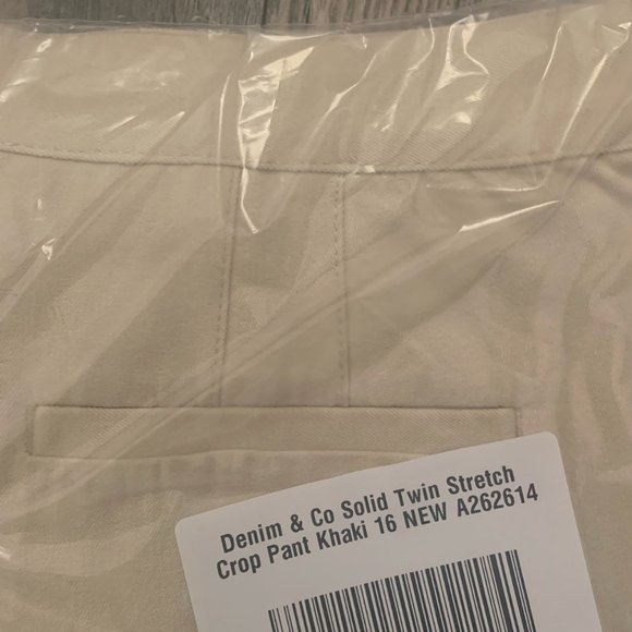 NWT DENIM & CO. KHAKI TWIN STRETCH CROP PANTS 16 - Picture 8 of 8